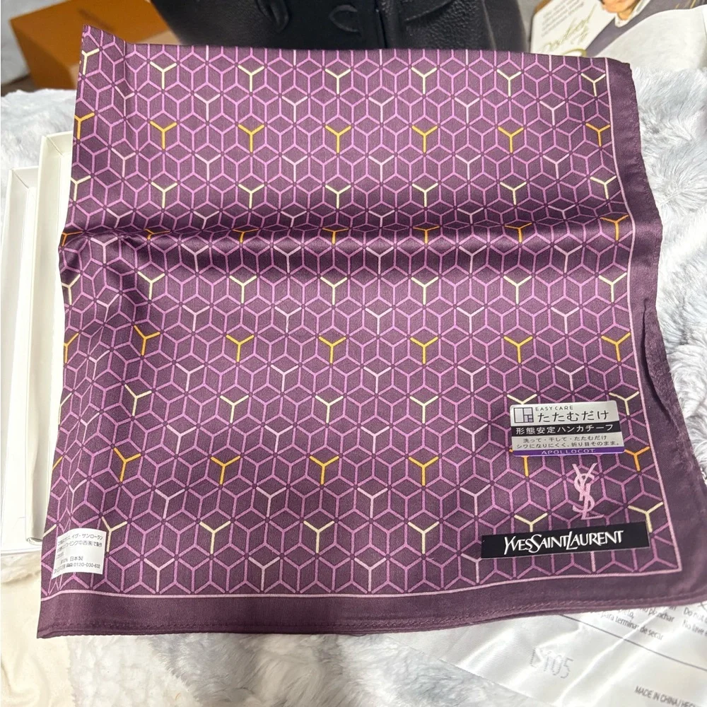 Yves Saint Laurent Pink and Purple Patterned Scarf - Picture 4 of 4